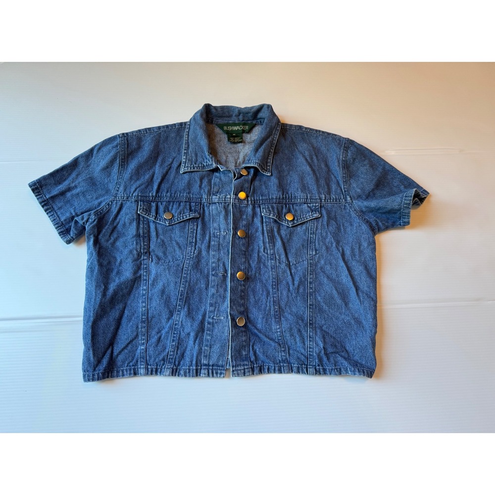 Bushwacker Womens Medium Wash Short Sleeve Denim Jacket Blue Size M Cotton